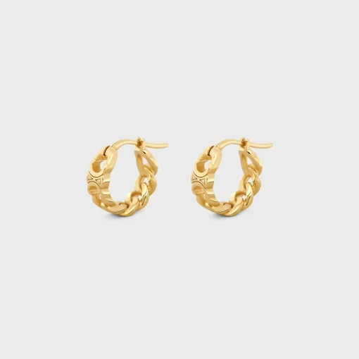 Triomphe Small Gourmette Hoops in Brass with Gold Finish