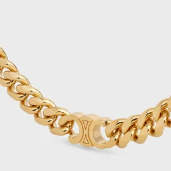 Triomphe Small Gourmette Necklace in Brass with Gold Finish