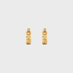 Triomphe Small Gourmette Hoops in Brass with Gold Finish