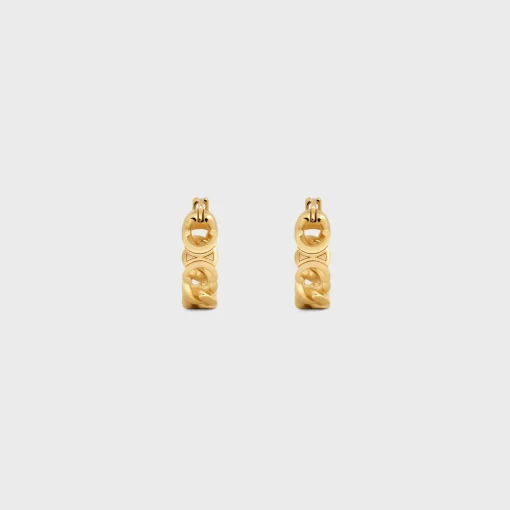 Triomphe Small Gourmette Hoops in Brass with Gold Finish