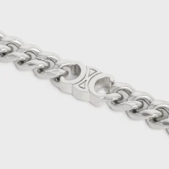 Triomphe Small Gourmette Bracelet in Brass with Rhodium Finish