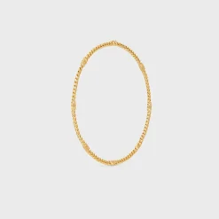 Triomphe Small Gourmette Necklace in Brass with Gold Finish