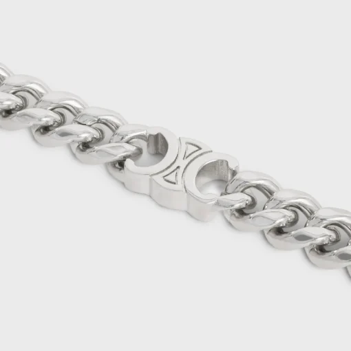 Triomphe Small Gourmette Bracelet in Brass with Rhodium Finish
