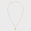 Triomphe Solitaire Necklace in Brass with Gold Finish