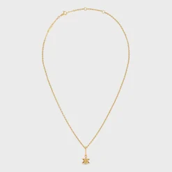 Triomphe Solitaire Necklace in Brass with Gold Finish