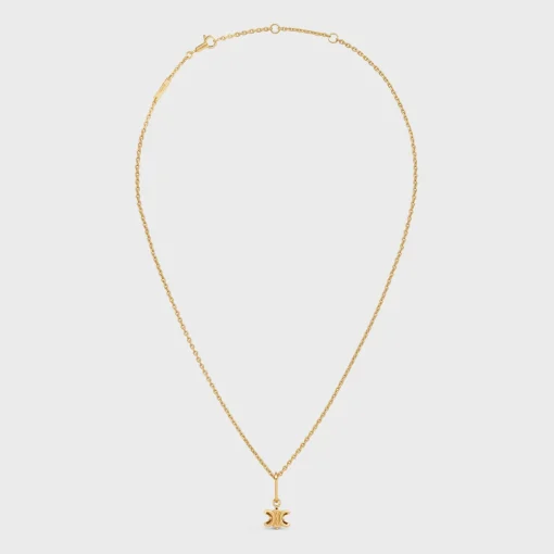 Triomphe Solitaire Necklace in Brass with Gold Finish