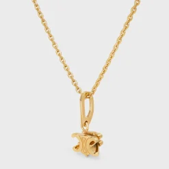 Triomphe Solitaire Necklace in Brass with Gold Finish