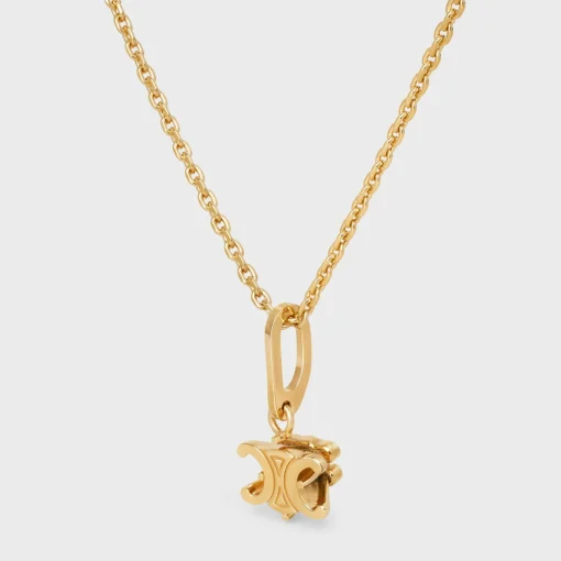 Triomphe Solitaire Necklace in Brass with Gold Finish