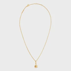 Triomphe Solitaire Necklace in Brass with Gold Finish