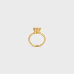 Triomphe Solitaire Ring in Brass with Gold Finish