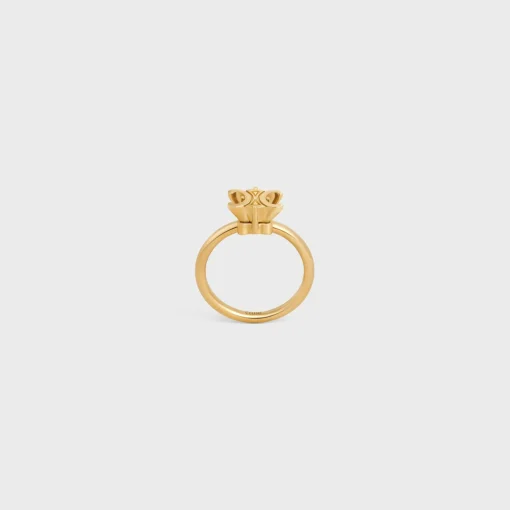 Triomphe Solitaire Ring in Brass with Gold Finish