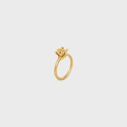 Triomphe Solitaire Ring in Brass with Gold Finish