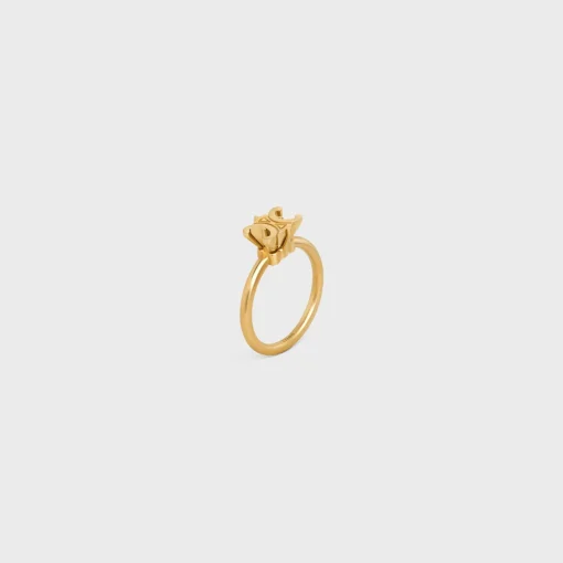 Triomphe Solitaire Ring in Brass with Gold Finish