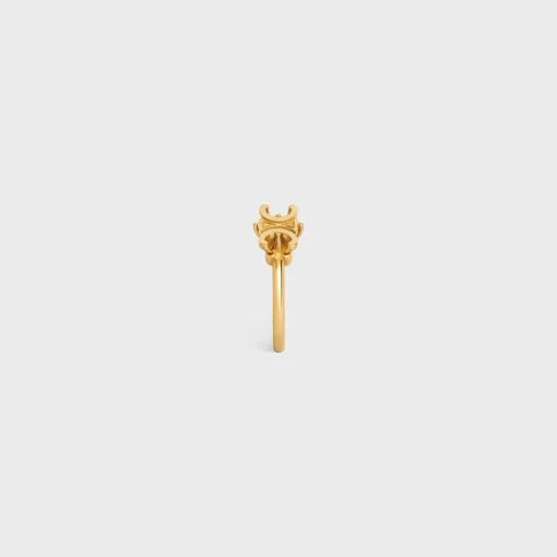 Triomphe Solitaire Ring in Brass with Gold Finish