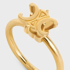 Triomphe Solitaire Ring in Brass with Gold Finish
