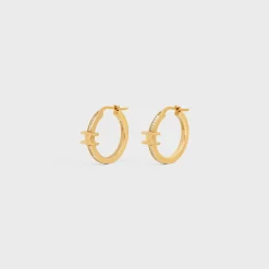 Triomphe Sparkle Hoops in Strass and Brass with Gold Finish