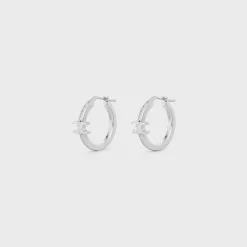 Triomphe Sparkle Hoops in Strass and Brass with Rhodium Finish