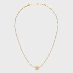 Triomphe Sparkle Necklace in Brass with Gold Finish and Strass