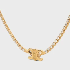 Triomphe Sparkle Necklace in Brass with Gold Finish and Strass