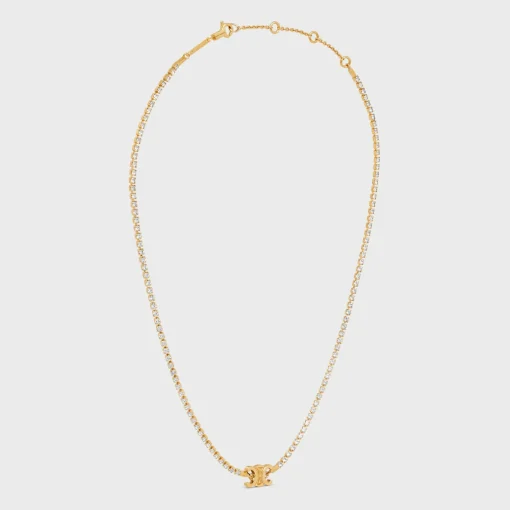 Triomphe Sparkle Necklace in Brass with Gold Finish and Strass