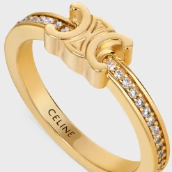 Triomphe Sparkle Ring in Strass and Brass with Gold Finish