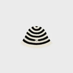 triomphe striped cloche beanie in crocheted cotton