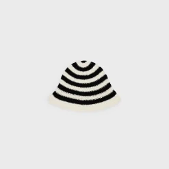 triomphe striped cloche beanie in crocheted cotton
