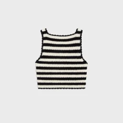 triomphe striped crop top in crocheted cotton