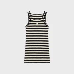 triomphe striped mini dress in crocheted cotton