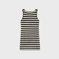 triomphe striped mini dress in crocheted cotton