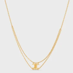Triomphe Suspended Necklace in Brass with Gold Finish
