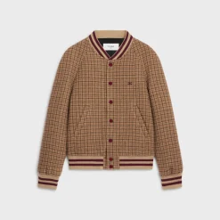 triomphe teddy jacket in houndstooth wool
