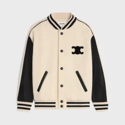 triomphe teddy jacket in textured wool