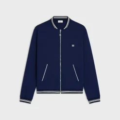 triomphe zipped teddy jacket in double-face jersey