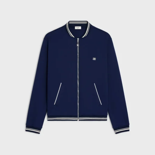triomphe zipped teddy jacket in double-face jersey