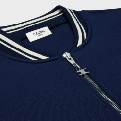 triomphe zipped teddy jacket in double-face jersey