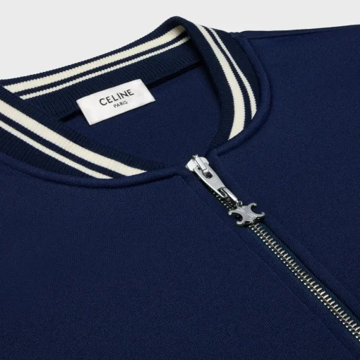 triomphe zipped teddy jacket in double-face jersey