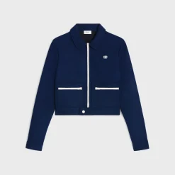 Triomphe zip-up jacket in textured jersey