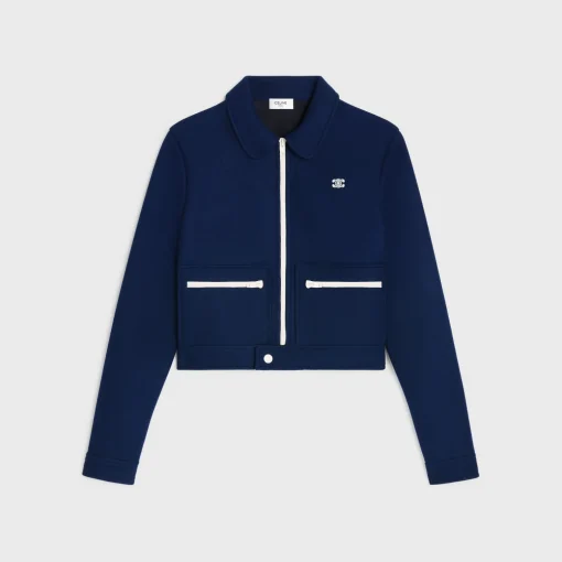 Triomphe zip-up jacket in textured jersey