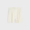 triple-pleated masculin shorts in striped wool