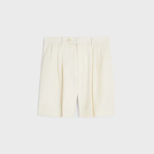 triple-pleated masculin shorts in striped wool