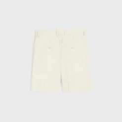 triple-pleated masculin shorts in striped wool