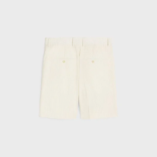 triple-pleated masculin shorts in striped wool