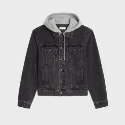 trucker jacket in charcoal wash denim