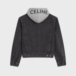 trucker jacket in charcoal wash denim