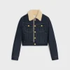 trucker Sherpa jacket in raw wash denim
