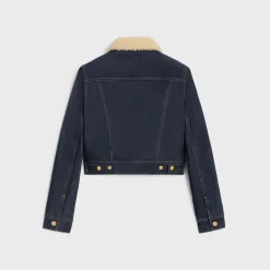 trucker Sherpa jacket in raw wash denim