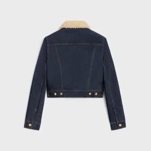 trucker Sherpa jacket in raw wash denim