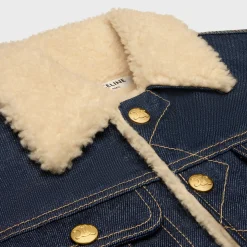 trucker Sherpa jacket in raw wash denim