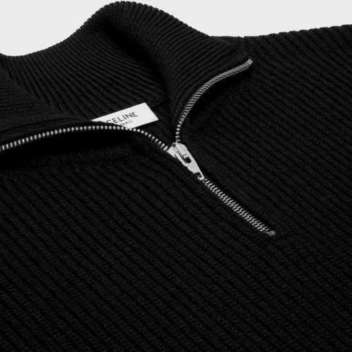 trucker sweater in ribbed wool